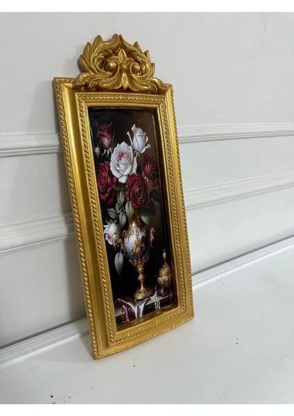 Vintage Tarzı El Yapımı Dekopaj Tablo Özel Tasarım 50X22CM,VAZODA Gül ve Çiçek Tablo fiyatları