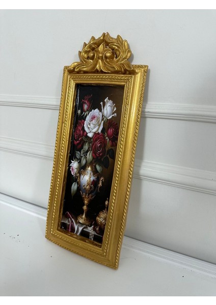 Vintage Tarzı El Yapımı Dekopaj Tablo Özel Tasarım 50X22CM,VAZODA Gül ve Çiçek Tablo fırsatları