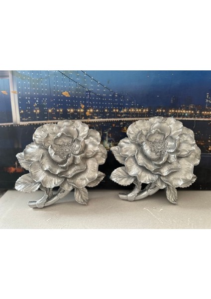 Şakayık Duvar Çiçek 2li Gümüş ,duvar Dekoratif Süs fırsatları