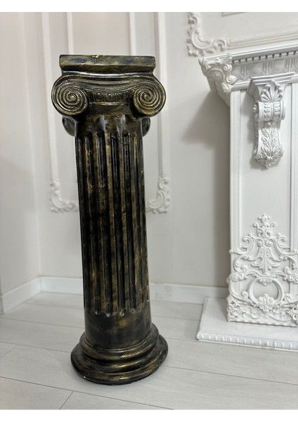 Sütun 90 cm Dekoratif Büyük Boy Sütün Polyester Siyah Gold Eskitme fiyatları