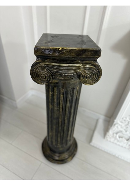 Sütun 90 cm Dekoratif Büyük Boy Sütün Polyester Siyah Gold Eskitme modelleri