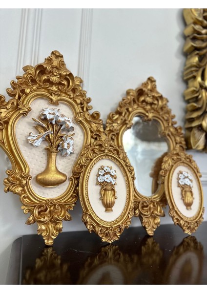 Avangard 4lü Duvar Tablo ve Ayna Set , El Yapımı 42CM fiyatları