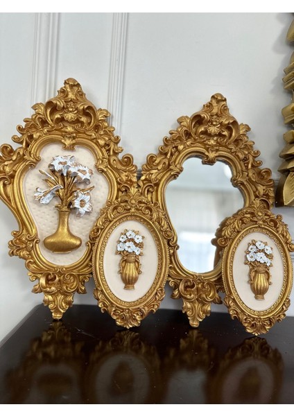 Avangard 4lü Duvar Tablo ve Ayna Set , El Yapımı 42CM modelleri