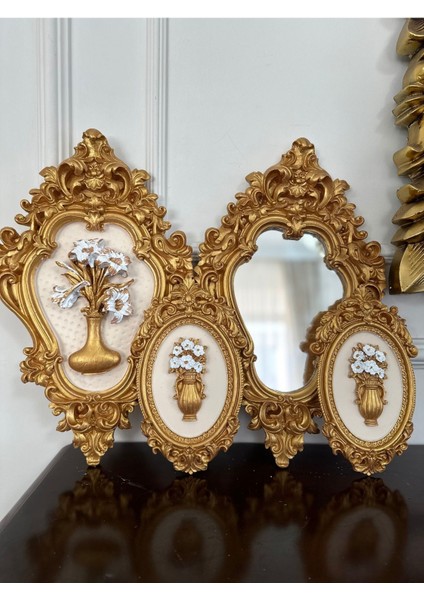 Avangard 4lü Duvar Tablo ve Ayna Set , El Yapımı 42CM indirimleri