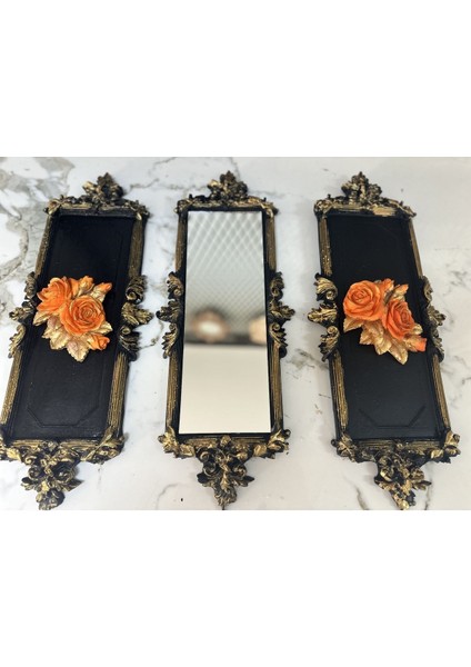 Turucu Güllü Duvar Dekor 3 Lü Set (45CM)