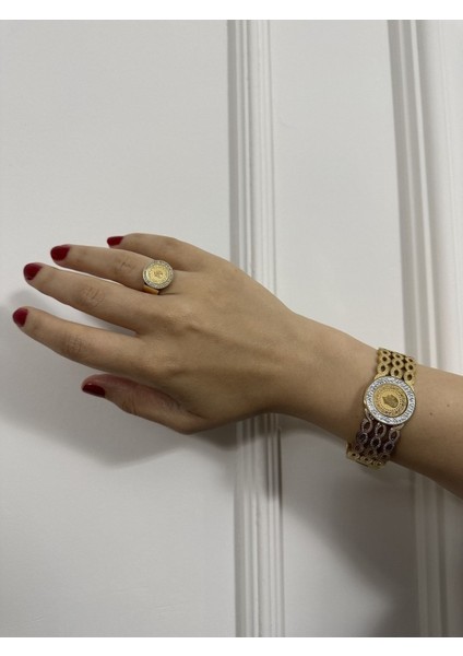 Çelik Kelepçe ve Yüzük Takı Seti Modern Tasarım fiyatları