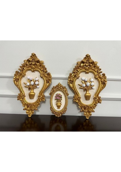 Dekoratif Çiçekli Tablo 3 Lü Set Duvar Dekorasyon fiyatları