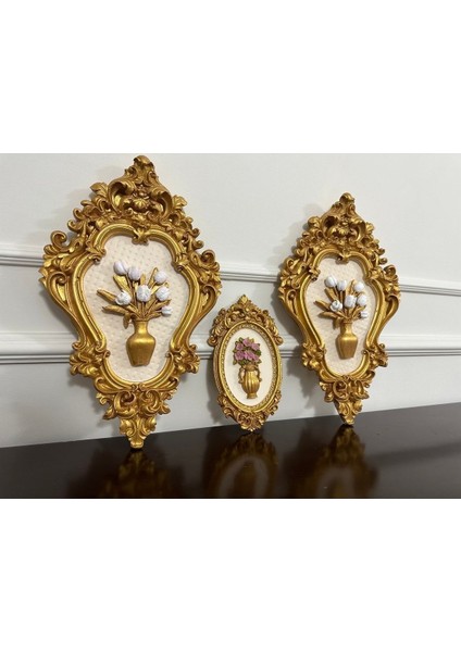 Dekoratif Çiçekli Tablo 3 Lü Set Duvar Dekorasyon modelleri