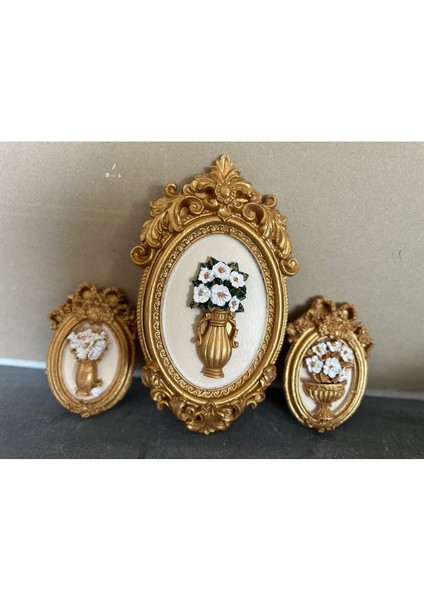 Çiçekli Dekoratif 3 Lü Tablo