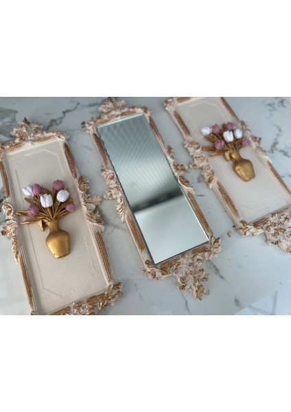 Çiçekli Duvar Tablosu 3 Lü Set 46CM fiyatları