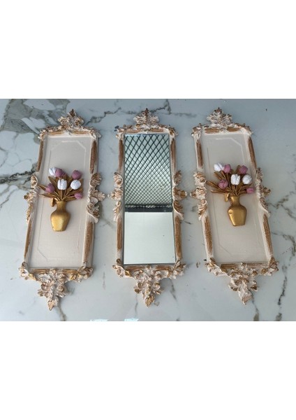 Çiçekli Duvar Tablosu 3 Lü Set 46CM modelleri