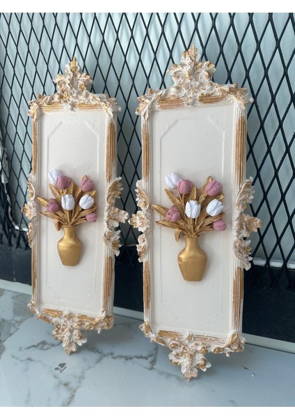 Çiçekli Duvar Tablosu 3 Lü Set 46CM