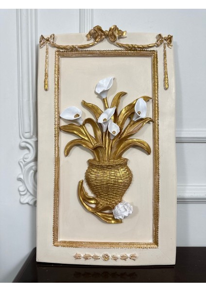 Çiçekli Dekoratif Duvar Tablosu( 50CM ) El Yapımı Tasarım Tablo