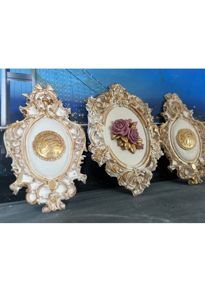 Allah Muhammet ve Gül Tablo 3lü Set 30CM