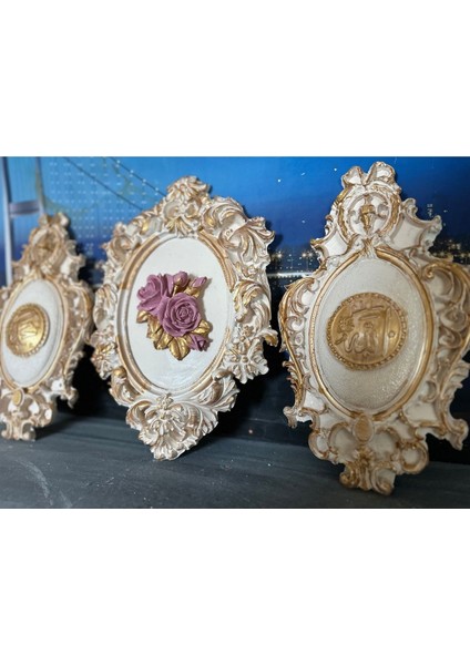 Allah Muhammet ve Gül Tablo 3lü Set 30CM fiyatları