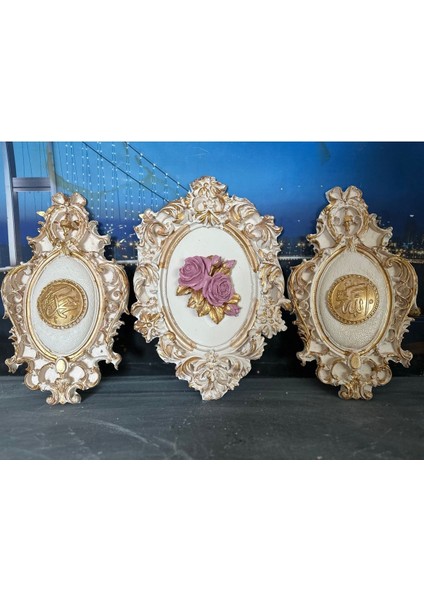 Allah Muhammet ve Gül Tablo 3lü Set 30CM modelleri