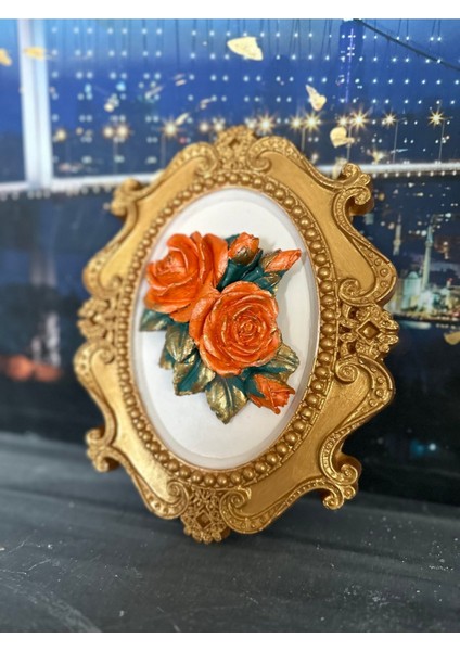 Turuncu Gül Detaylı El Yapımı Tablo 22CM fiyatları