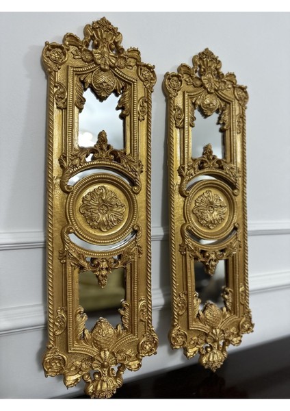 Şık Uzun Dekoratif 2 Li Duvar Aynası