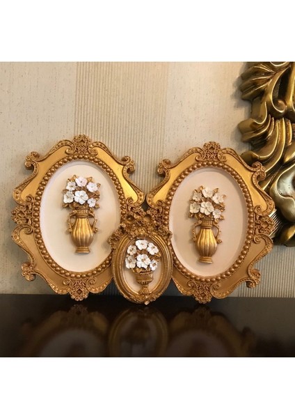 Çiçekli Çerçeveli Duvar Tablosu ve Masa Tablosu 3 Lü Set modelleri