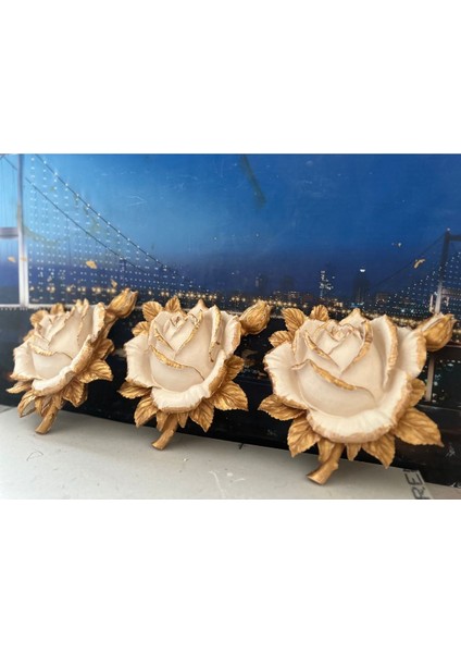 Krem Duvar Gül 3 Lü Set ,tasarım Duvar Çiçek fiyatları