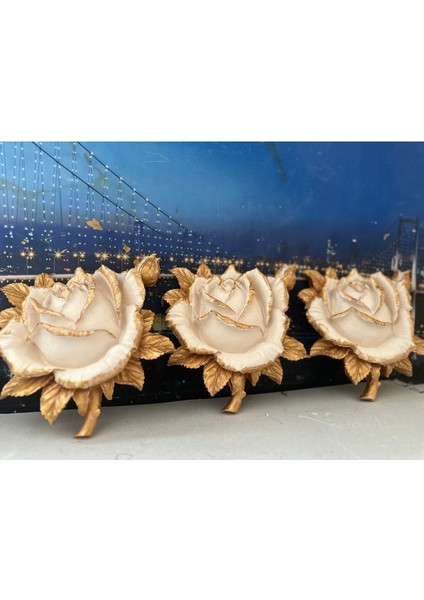 Krem Duvar Gül 3 Lü Set ,tasarım Duvar Çiçek fırsatları