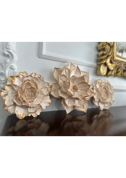 Lotus Duvar 3 Lü Büyük Lotus 30CM Küçük Lotus 21CM Dekoratif Duvar Çiçek 3lü