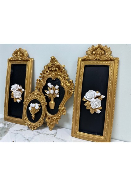 Çiçekli Tasarım Tablo ve Anahtarlık 4 Lü Set modelleri