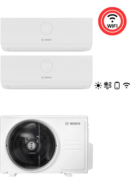 A++ 21000 1 Dış + 2 Iç Ünite (2X12000 Btu) Wifi Özellikli Premium Model Multi Inverter Klima