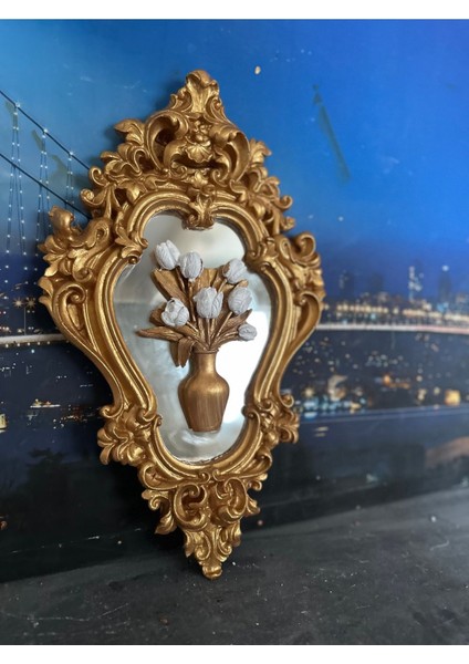 Çiçekli Duvar Tablo 3lü Set , Ortadaki Model Aynalı 3lü Set indirimleri