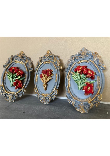Çiçekli Dekoratif Duvar Tablo 3 Lü Set fiyatları