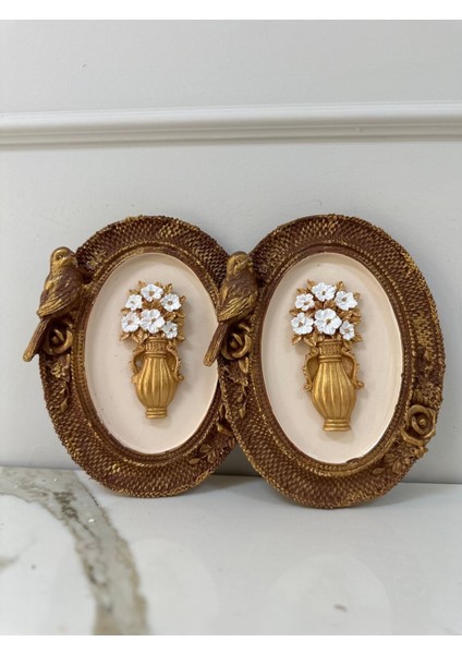 Dekoratif Özel Tasarım Kuş Detaylı Çiçekli Çerçeve , Masa Duvar Süs modelleri