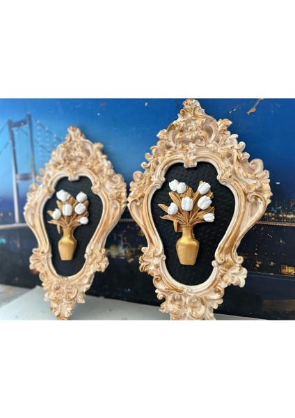 Çiçekli Duvar Tablo 2li Vintage Tarzı El Yapımı Duvar Dekoratif Tablo 42CM fiyatları