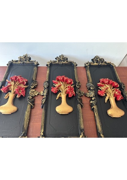 Duvar Dekorasyon Ürünü , Özel Tasarım Sümbüllü Tablo 3 Lü Set fiyatları