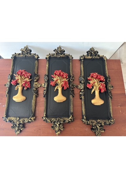 Duvar Dekorasyon Ürünü , Özel Tasarım Sümbüllü Tablo 3 Lü Set fırsatları