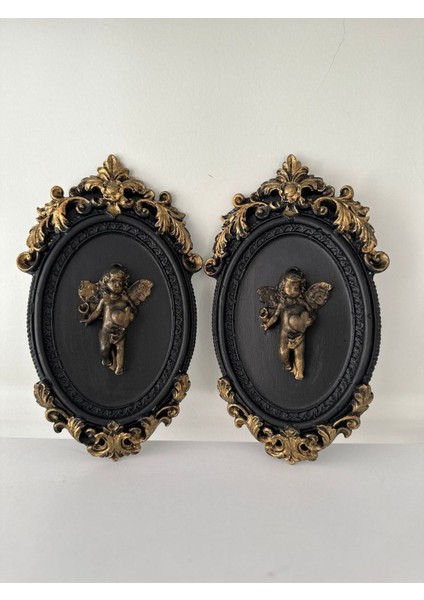 Melek Detaylı Tablo 2 Li , Dekoratif Melekli Çerçeveli Tablo
