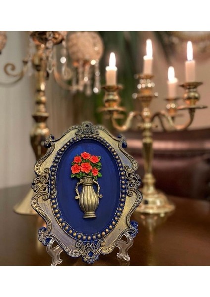 Lacivert Çiçekli Dekoratif Tablo fiyatları