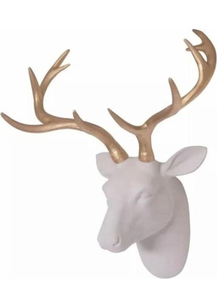 Duvar Büst Geyik Beyaz Gold
