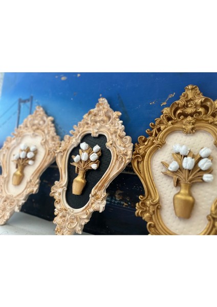 Çiçekli Duvar Tablo 42CM , El Yapımı Tablo 3lü Set fiyatları