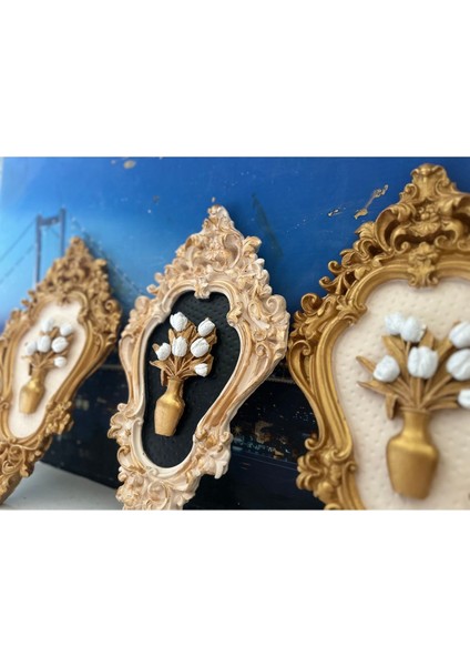 Çiçekli Duvar Tablo 42CM , El Yapımı Tablo 3lü Set fırsatları