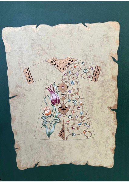 Tezhip-Kaftan Hat Sanatı El Yapımı 45X65CM Çerçevesiz