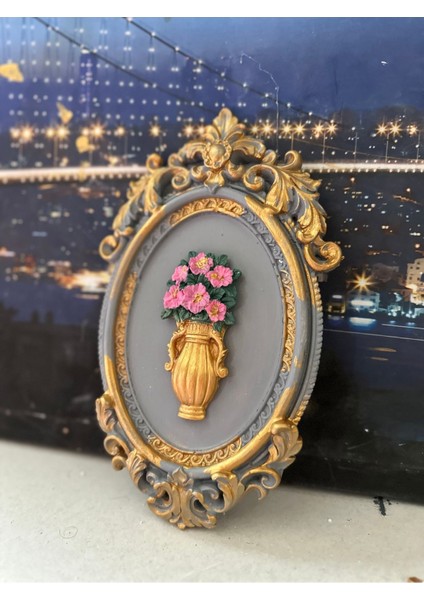 Çiçekli Dekoratif Duvar Masa Tablo 22CM . 2li Set fiyatları