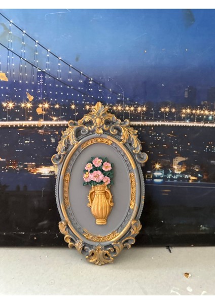 Çiçekli Dekoratif Duvar Masa Tablo 22CM . 2li Set modelleri