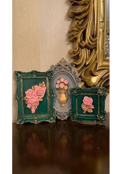 Özel Tasarım 3 Lü Çerçeveli Çiçekli Tablo modelleri