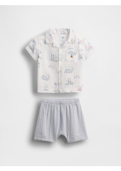 Bebek Beyaz Crinkle Gauze Outfit Set