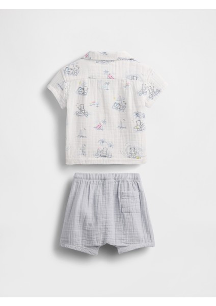 Bebek Beyaz Crinkle Gauze Outfit Set fiyatları