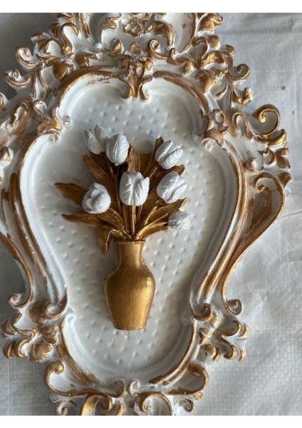 Beyaz Çiçekli Tablo , Özel Tasarım El Yapımı 42CM fiyatları