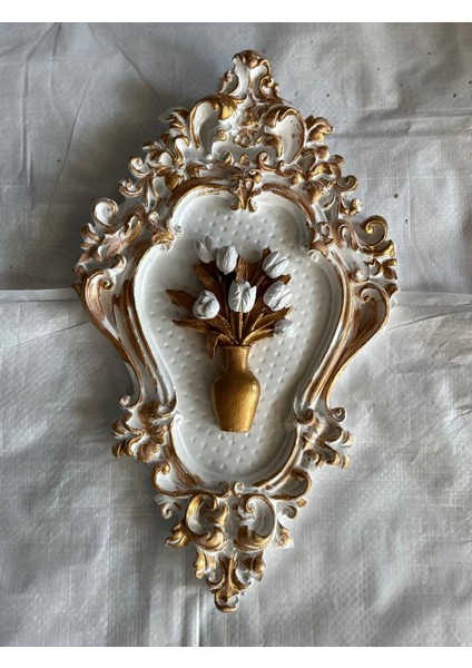 Beyaz Çiçekli Tablo , Özel Tasarım El Yapımı 42CM fırsatları