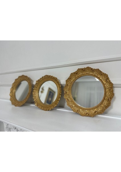 Ayna 3lü Dekoratif Yuvarlak Duvar Aynası 30CM modelleri