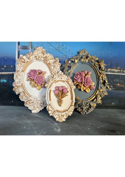 Dekoratif Duvar Tablo 3lü Set , El Yapımı TABLO3LÜ Gri ve Krem Duvar Dekor