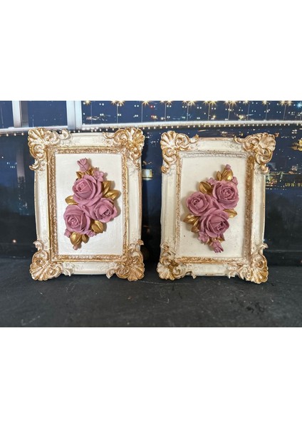 Çiçekli Dekoratif Duvar Tablo 2li Set 22CM fiyatları